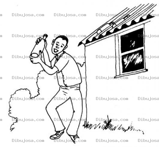Dibujo para colorear Dibujo De Hombre Con Una Botella Para Pintar Y Colorear