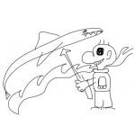 Dibujo para colorear Dibujo De Pescador Con Arpon Para Pintar Y Colorear