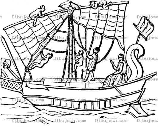 Dibujo para colorear Dibujo De Barco Antiguo Para Pintar Y Colorear