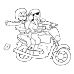 Dibujo para colorear Colorear Mujer Motorista