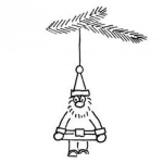 Dibujo para colorear Colorear Adorno De Santaclaus Colgado En Una Rama De Arbolito De Navidad