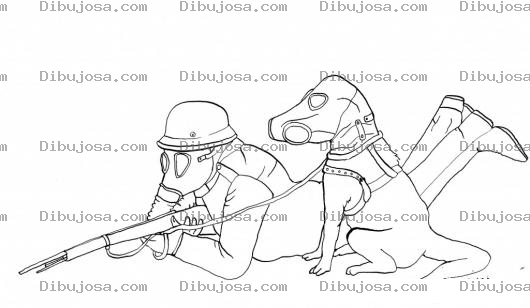 Dibujo para colorear Perro Militar Para Pintar Y Colorear Rambocan