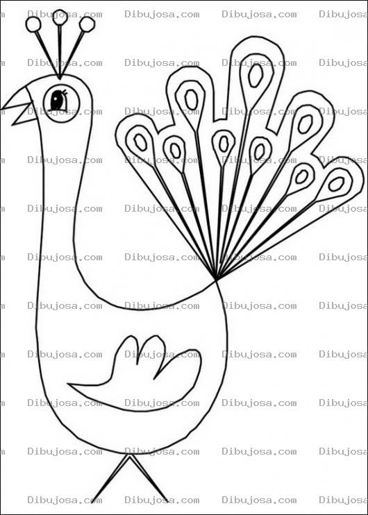 Dibujo para colorear Pavoreal Infantil