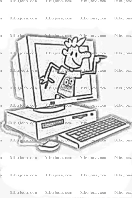 Dibujo para colorear Dibujo De Chico Adentro De Una Computadora Para Colorear