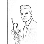 Dibujo para colorear Dibujo De Chet Baker Con Su Trompeta Para Colorear
