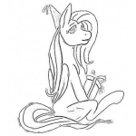 Dibujo para colorear Colorear Caballita Pony Sentada En Su Cumpleanos Pero Triste Para Pintar