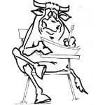 Dibujo para colorear Toro Sentado Para Colorear Dibujo De Torosentado En Un Escritorio Escolar Haciendo Un Examen
