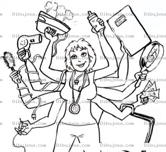 Dibujo para colorear Mama Multitareas Para Colorear Supermama Multitasking