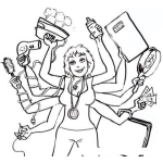 Dibujo para colorear Mama Multitareas Para Colorear Supermama Multitasking