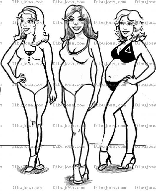 Dibujo para colorear Modelos Embarazadas Para Colorear Dibujo De Tres Mujeres Embarazadas En Calzoneta Modelando