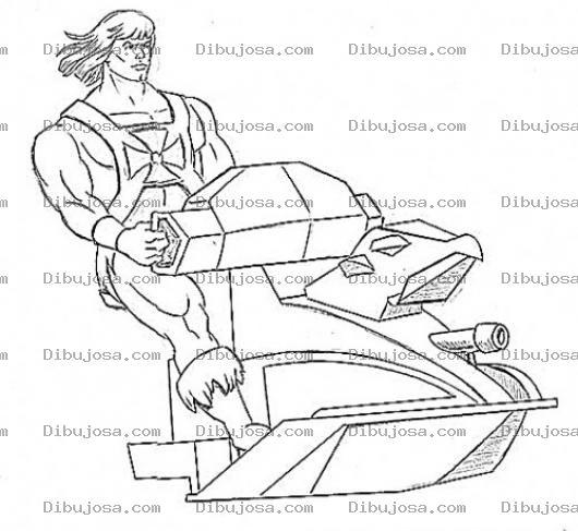 Dibujo para colorear Heman En Moto De Agua Para Pintar Y Colorear