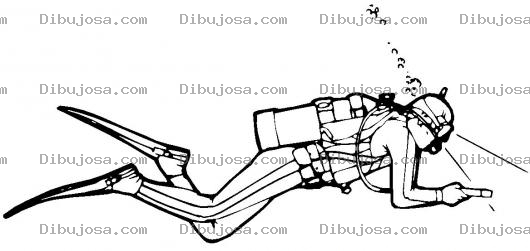 Dibujo para colorear Dibujo De Buzo Buceando Para Pintar Y Colorear