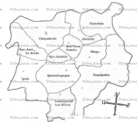 Dibujo para colorear Mapa De Chiquimula Guatemala Para Pintar Y Colorear El Departamento De Chiquimula Con Sus 11 Municipios