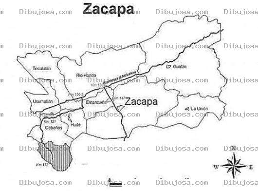 Dibujo para colorear Mapa De Zacapa Guatemala Para Pintar Y Colorear El Departamento De Zacapa Con Sus 9 Municipios