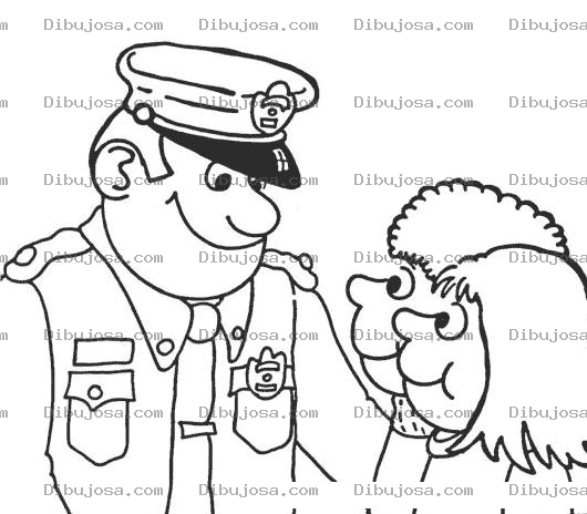 Dibujo para colorear Colorear Policia Con Ninos