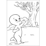 Dibujo para colorear Dibujo De Gasparin Para Pintar Y Colorear A Casper En El Bosque Vienod A Un Gato Sobre Un Arbol