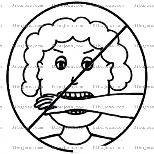 Dibujo para colorear Prohibido Morder Dibujo De Un Cartel Que Dice Que No Se Permite Las Mordeduras Para Pintar Y Colorear