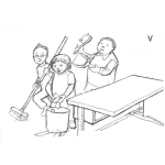 Dibujo para colorear Dibujo De Familia Haciendo Limpieza Para Pintar Y Colorear