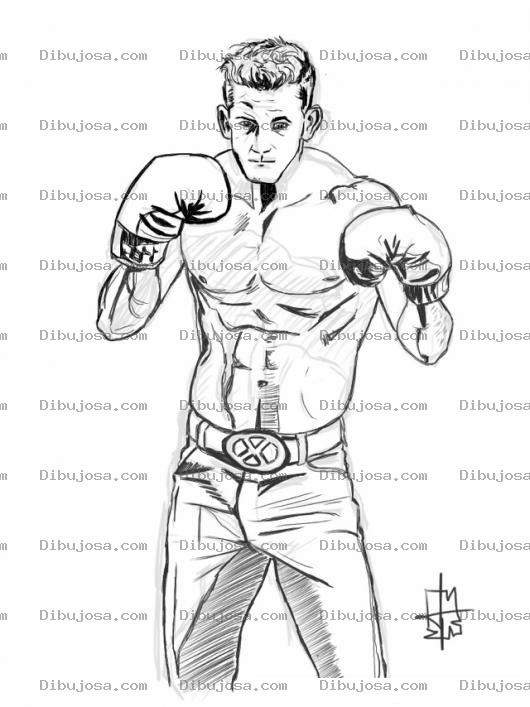 Dibujo para colorear Hombre Sin Camisa Con Guantes De Box Para Colorear