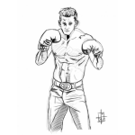 Dibujo para colorear Hombre Sin Camisa Con Guantes De Box Para Colorear