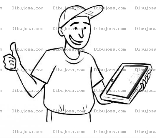 Dibujo para colorear Hombre Con Ipad Para Colorear