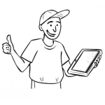Dibujo para colorear Hombre Con Ipad Para Colorear