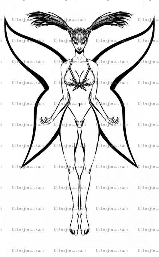 Dibujo para colorear Mujer Con Alas De Mariposa Para Colorear