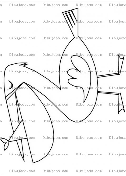 Dibujo para colorear Gaviota tragando un pescado