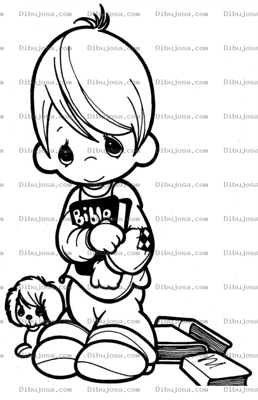 Dibujo para colorear Colorear ni o con una biblia