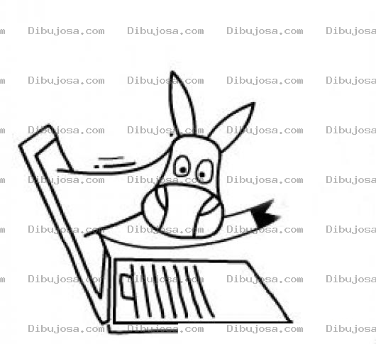 Dibujo para colorear Dibujo De Burro Saliendo De Una Laptop Para Colorear
