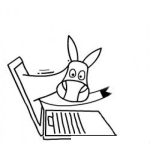 Dibujo para colorear Dibujo De Burro Saliendo De Una Laptop Para Colorear