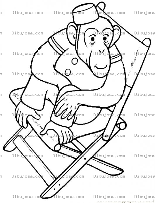 Dibujo para colorear Mono Sentade En Silla Para Colorear