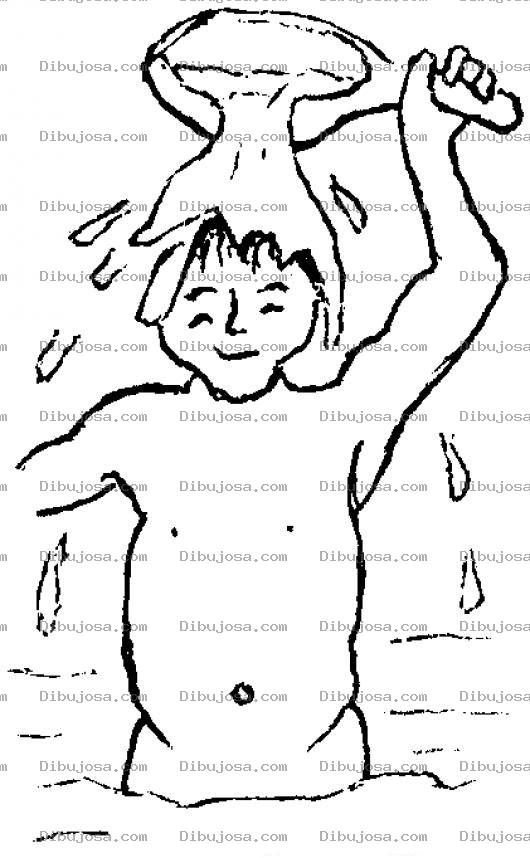 Dibujo para colorear Dibujo De Nino Banandose En Un Rio Para Pintar Y Colorear