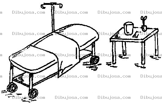 Dibujo para colorear Colorear Camilla De Clinica Medica Para Pintar El Consultorio De Un Doctor