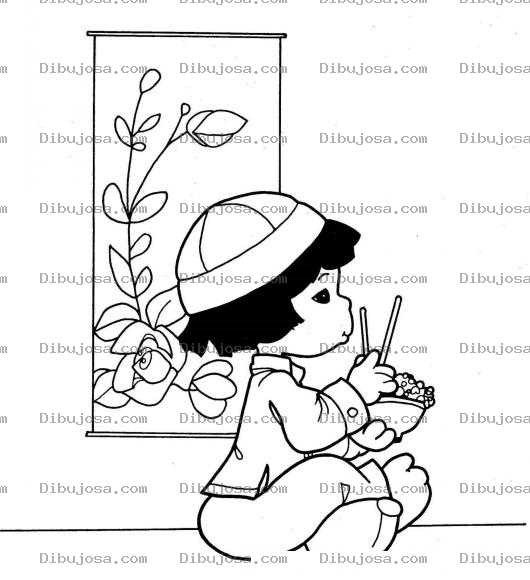 Dibujo para colorear Colorear chinita de precious moments