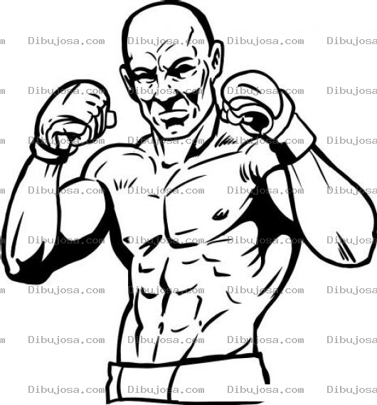 Dibujo para colorear Dibujo De Boxeador Con Guardia Abierta Para Pintar Y Colorear