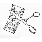 Dibujo para colorear Dibujo De Tijera Cortando Un Billete De 100 Dolares Para Pintar Y Colorear