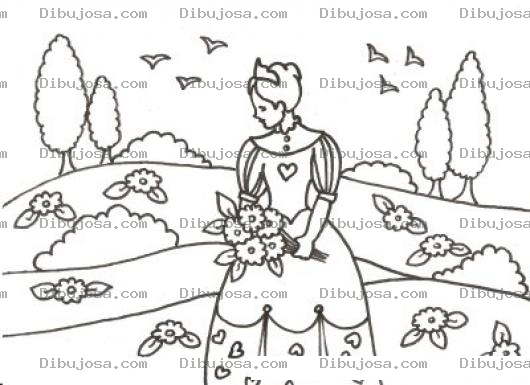 Dibujo para colorear Colorear Princesa En Un Campo