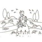 Dibujo para colorear Colorear Princesa En Un Campo