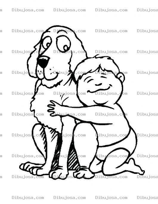 Dibujo para colorear Colorear Perro Con Bebe