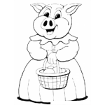 Dibujo para colorear Colorear Cerdita Con Canasta