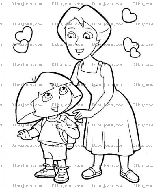 Dibujo para colorear Mama Dora Dibujo De Dora Con Su Mama Para Pintar Y Colorear A Mamadora