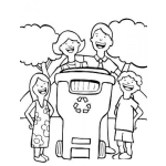 Dibujo para colorear Colorear Familia Reciclando Dibujo De Familia Con Bote De Basura Para Pintar Y Colorear Reciclaje