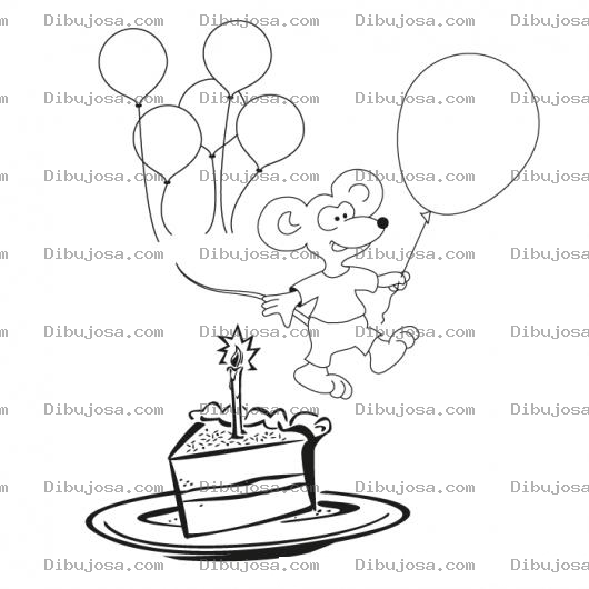 Dibujo para colorear Colorear Raton Celebrando Su Cumpleanos