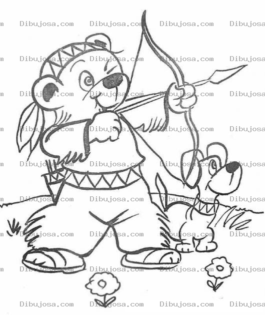Dibujo para colorear Colorear Oso Indito Con Arco Y Flecha