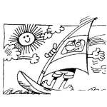 Dibujo para colorear Dibujo De Velerista Para Pintar Y Colorear Windsurfer Con Su Velero De Viento