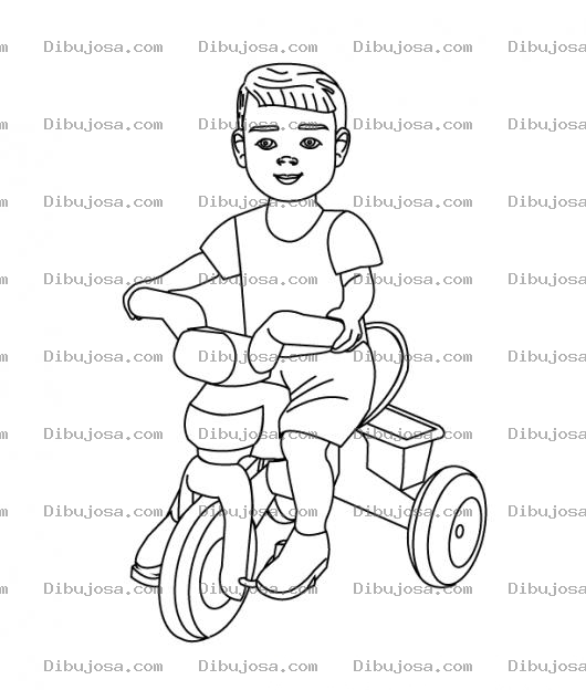 Dibujo para colorear Colorear Nino En Triciclo