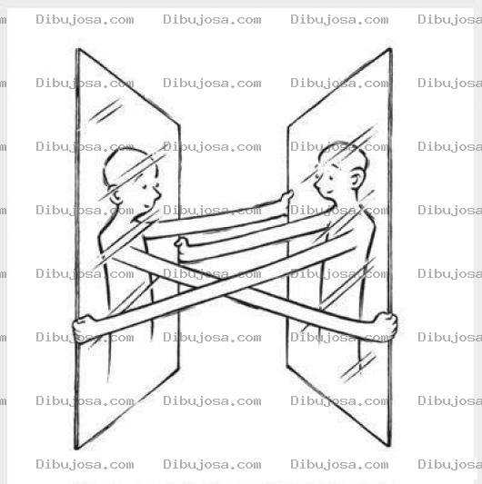 Dibujo para colorear Dibujo De Espejos Abrazados Para Pintar Y Colorear