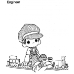 Dibujo para colorear Colorear ni o de precius moments jugando con un tren
