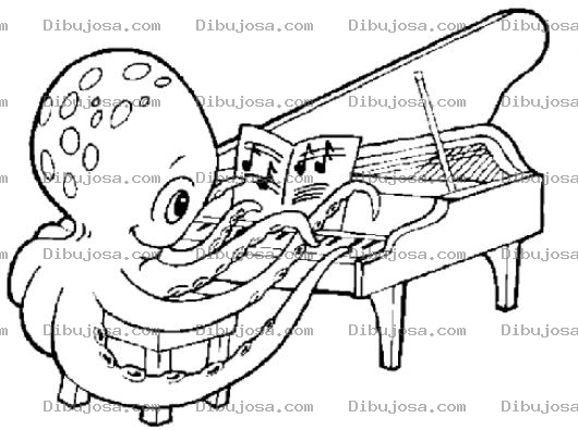 Dibujo para colorear Colorear Pulpo Pianista